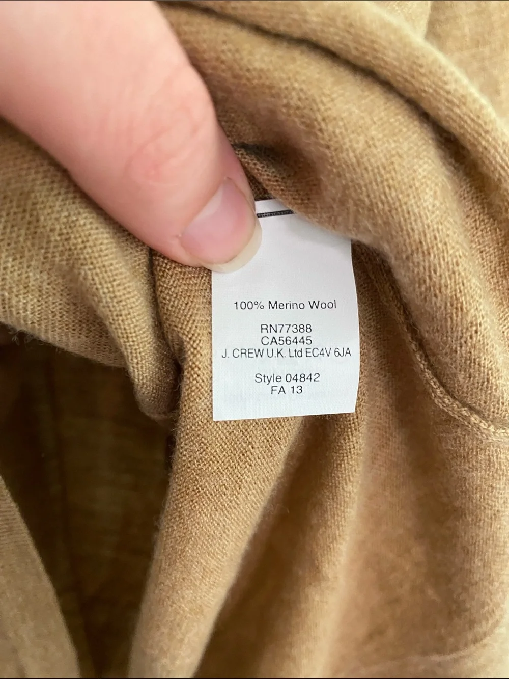 J. Crew Women's V-Neck Sweater in Camel Tan Size XS 100% Merino Wool